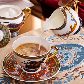Ingrid porțelan european cu os pentru ceai de după-amiază, set luxos de cești de cafea, set complet