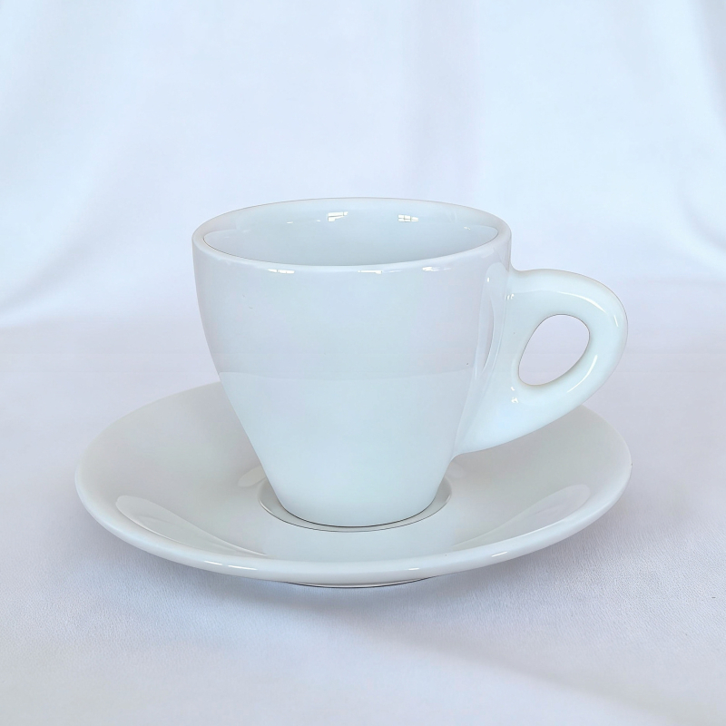 Set de espresso cu ceașcă și farfurie, 80 ml, ceramică europeană, extracție mini, cu siglă