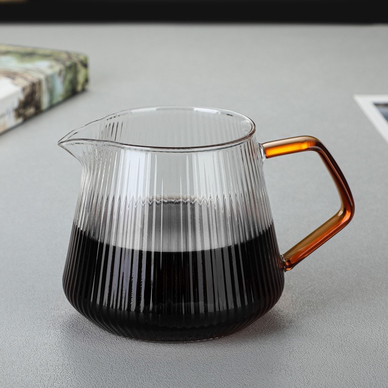 Set filtre cafea pentru acasă, din sticlă borosilikată, conic, cu model în dungi, rezistent la căldură