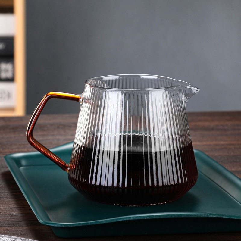 Set filtre cafea pentru acasă, din sticlă borosilikată, conic, cu model în dungi, rezistent la căldură