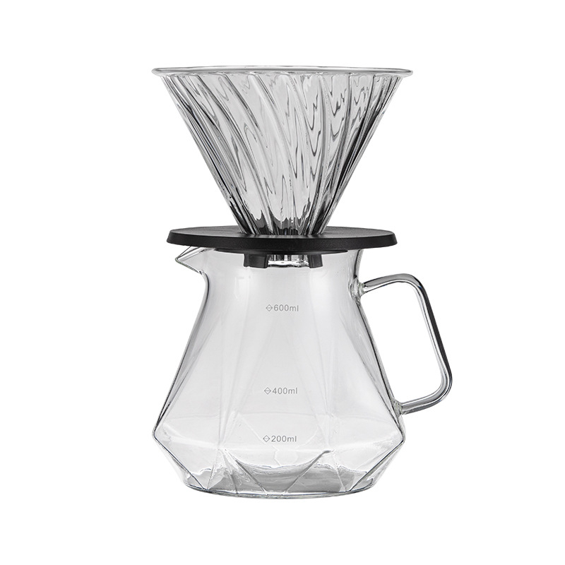 Set filtre cafea pentru acasă, din sticlă borosilikată, conic, cu model în dungi, rezistent la căldură