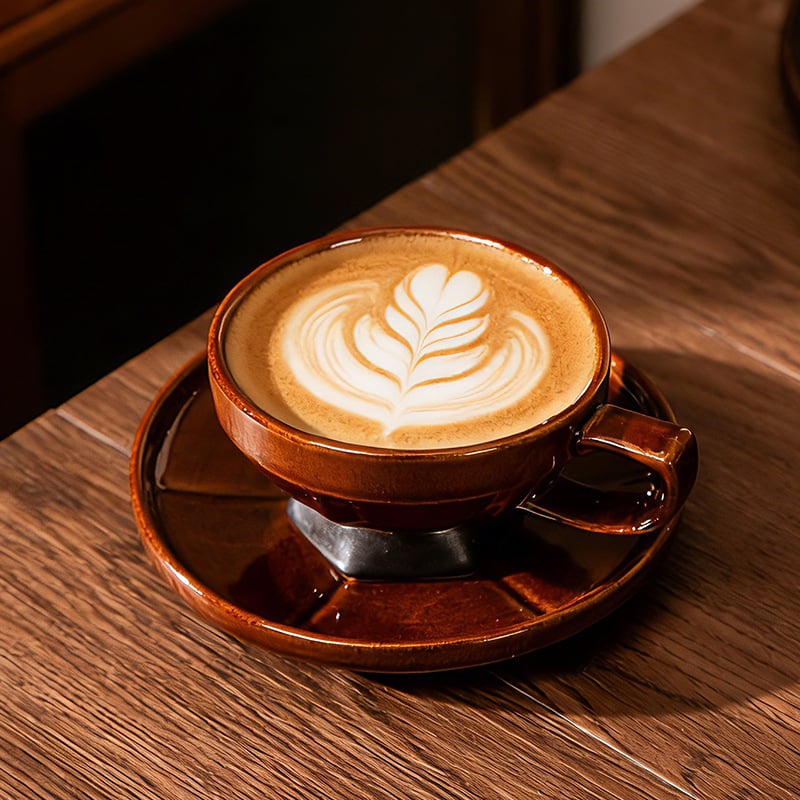 Set cești și farfurioare pentru cafea Junyao, artă cappuccino latte, stil retro, pentru birou, cafenea și uz casnic, uz personal, farfurii fără capac
