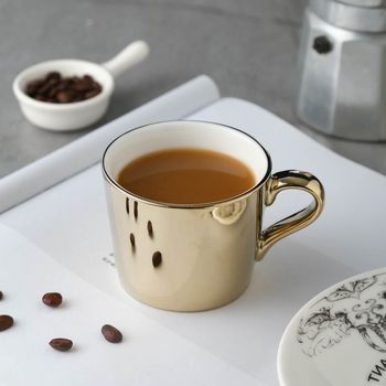 Set de cești de cafea cu finisaj oglindit, stil european, ceramice cu farfurioare