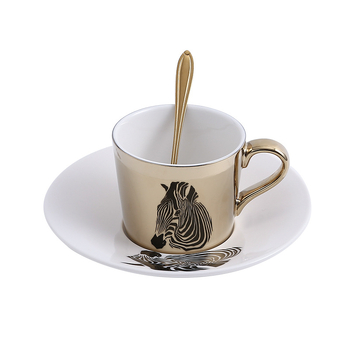Set de cești de cafea cu finisaj oglindit, stil european, ceramice cu farfurioare