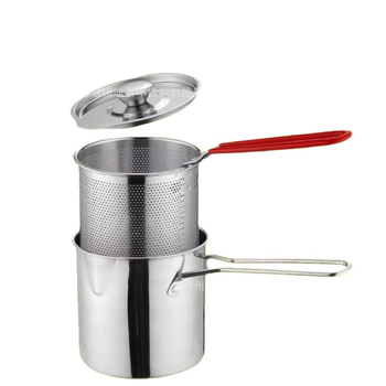 Tigaie din oțel inox cu capac, tigaie mică de uz casnic pentru prăjire gustări