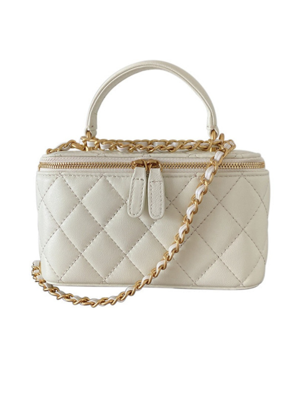 MISS SUMMER Ženska torba od prave kože s lancem, kvadratnog oblika, mala, preko ramena ili kao crossbody, ovčja koža