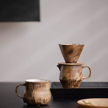 Set ceramic pour-over pentru cafea, realizat manual, cu filtre și căni de filtru, pentru uz casnic, în stil wabi-sabi