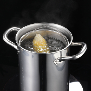 Oală multifuncțională din oțel inoxidabil 304 pentru prăjit, fierbere și paste — prăjit în profunzime, supă, spaghete și sparanghel, adâncime 21 cm
