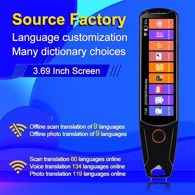 Szkennelő toll fordító, szótárral, többnyelvű — Chinese-English-Japanese-Korean-Arabic