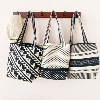 Ženska pletena torba preko ramena s geometrijskim uzorkom Pop Art, višenamjenska tote torba velike kapacitete, moderan modni dodatak