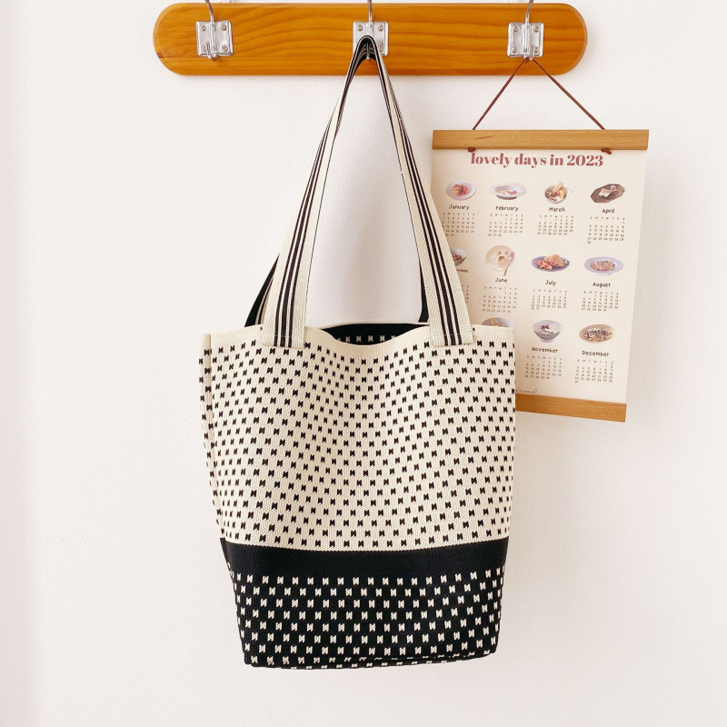 Ženska pletena torba preko ramena s geometrijskim uzorkom Pop Art, višenamjenska tote torba velike kapacitete, moderan modni dodatak