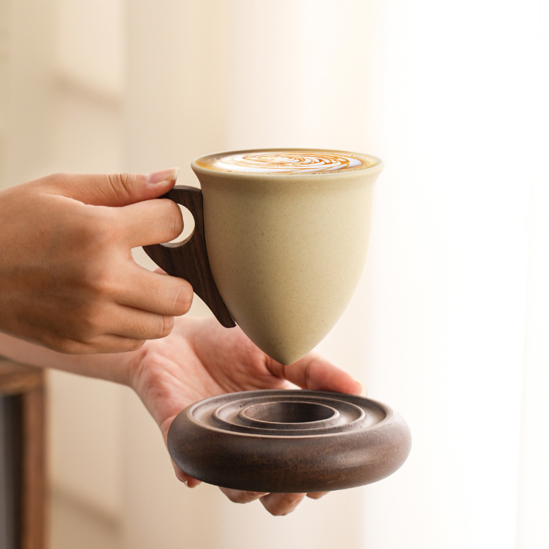 Set de cești de cafea în stil retro, elegante pentru latte și ceai de după-amiază, din ceramică stoneware, cadou pentru uz casnic și comercial