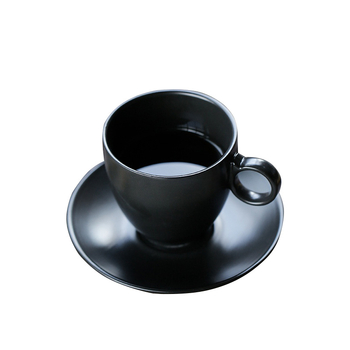 Su's Ceramica – Set cafea cu ceașcă și farfurioară, ceramică neagră glazurată, stil european retro, minimalist nordic, pentru uz casnic