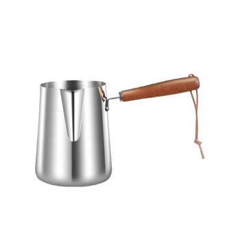 Vas din oțel inoxidabil 304 pentru prepararea ceaiului și încălzirea laptelui, mic vas pentru turnarea uleiului, compatibil cu plita cu inducție, cu ceașcă gradată pentru latte art
