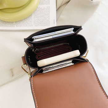 PU ženska torba za telefon — mala kvadratna crossbody torba, ulični stil, korejsko nadahnuće, geometrijski uzorak u bojama blokova
