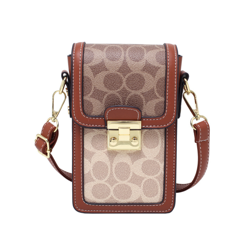 PU ženska torba za telefon — mala kvadratna crossbody torba, ulični stil, korejsko nadahnuće, geometrijski uzorak u bojama blokova