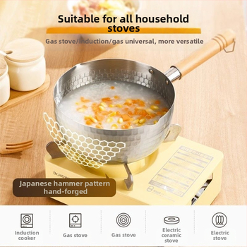 Oală Yukihira în stil japonez, oală din oțel inoxidabil 304, de calitate alimentară, pentru lapte și supă, cu tăiței, compatibilă cu plite cu inducție și gaz
