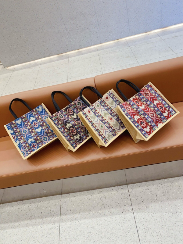 Ženska torbica u etničkom stilu od brokata, velika kapaciteta platnene tote torbe s retro geometrijskim uzorkom