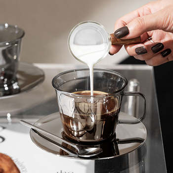 Set de căni din sticlă pentru cafea, cu design creativ pentru latte și ceai de după-amiază