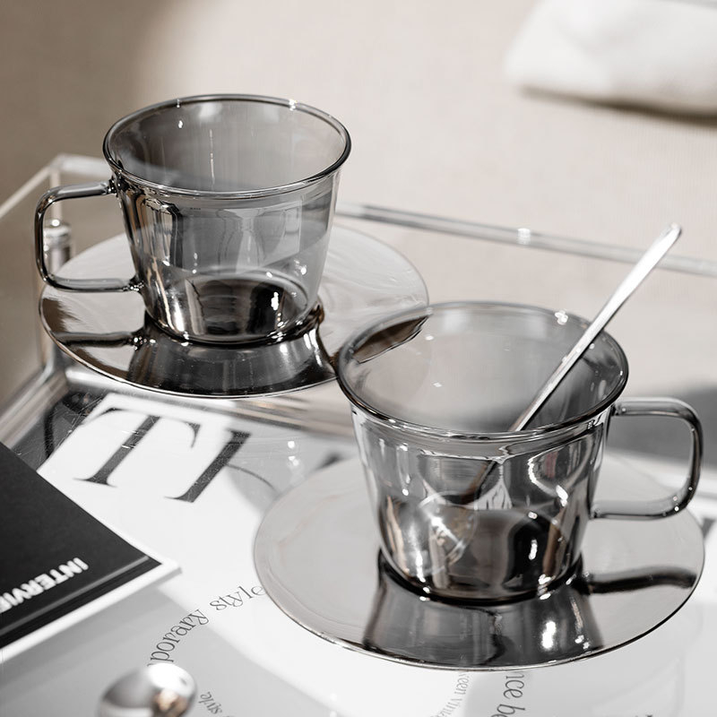 Set de căni din sticlă pentru cafea, cu design creativ pentru latte și ceai de după-amiază