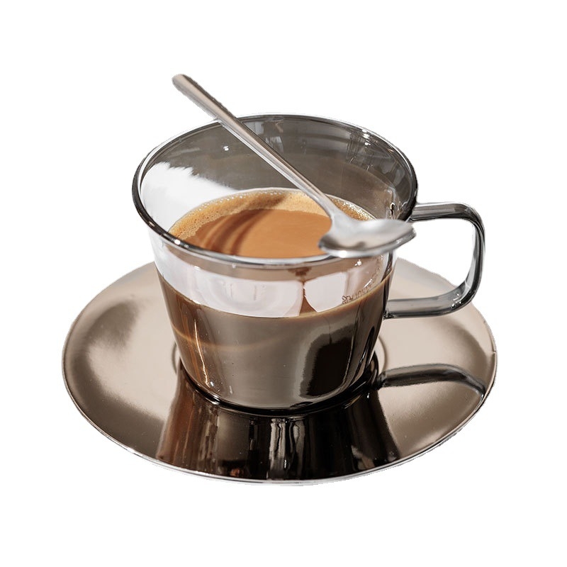 Set de căni din sticlă pentru cafea, cu design creativ pentru latte și ceai de după-amiază