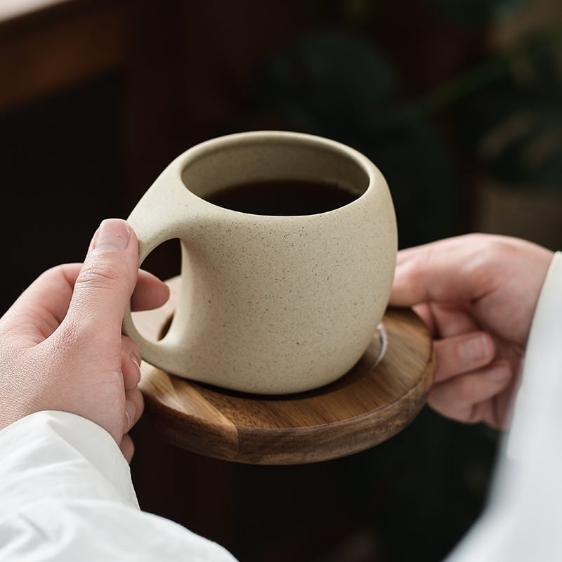 Set ceramic de cafea cu farfurioare – cești latte și espresso, design elegant, de înaltă calitate