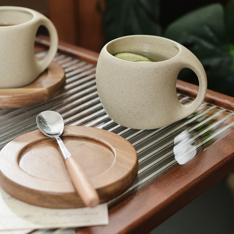 Set ceramic de cafea cu farfurioare – cești latte și espresso, design elegant, de înaltă calitate