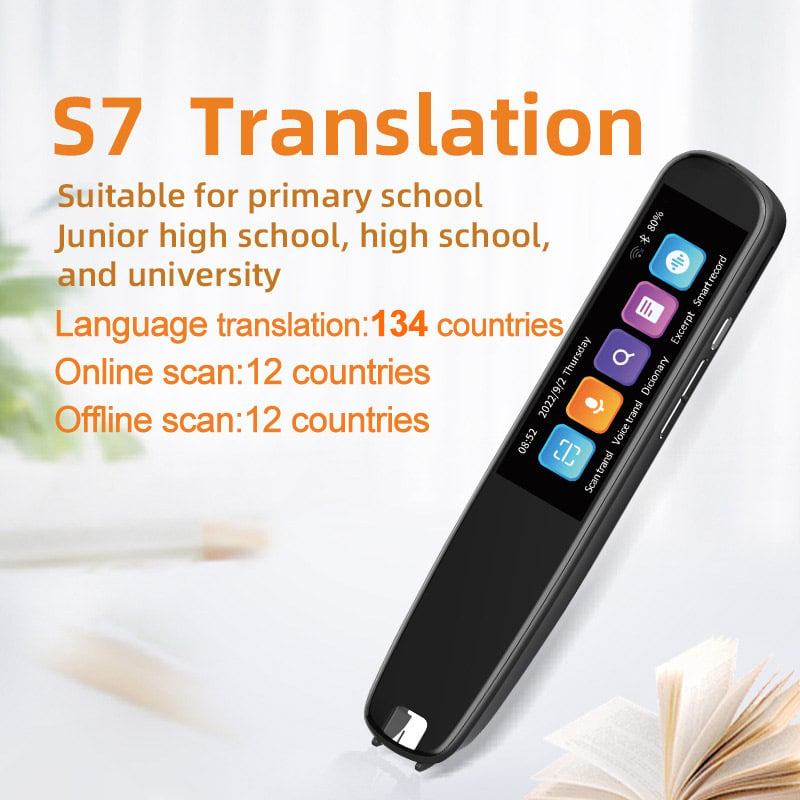 S7 Versiune internațională: stilou de scanare cu traducere și dicționar, scanare arabă, 134 de limbi