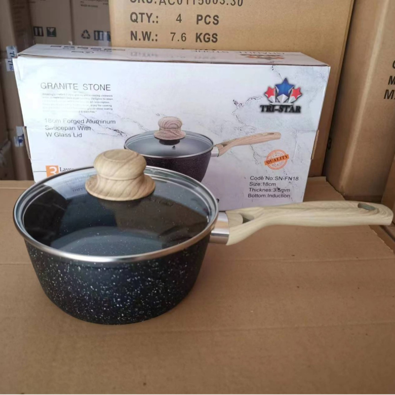 Renli Oală de Lapte cu Piatră Maifan, Antiaderentă, Aliaj de Aluminiu, Capac din Sticlă, Bucătărie de Înaltă Calitate, Stil Chinezesc