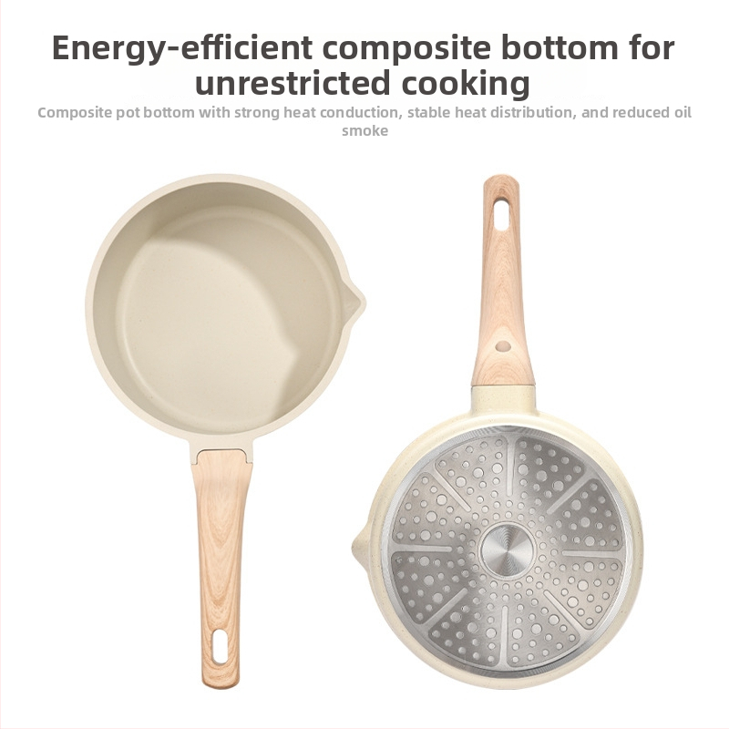 Oală de lapte din aluminiu cu piatră Maifan, antiaderentă, pentru supe și tăiței, compatibilă cu plitele, capac de sticlă, stil coreean