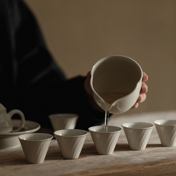 Ceainic Jingdezhen cu cenușă vegetală, set de ceai din porțelan, lucrat manual, stil Kung Fu, retro, set complet
