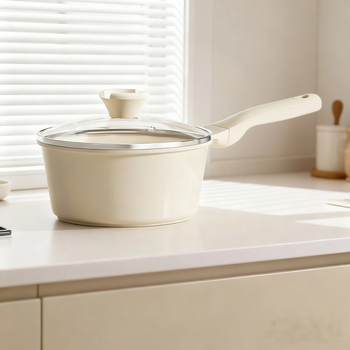 Red Chef oală ceramică pentru lapte pentru o singură porție – vas pentru hrana bebelușilor, neacoperită, capac din sticlă, fără aluminiu, 16/18/20 cm