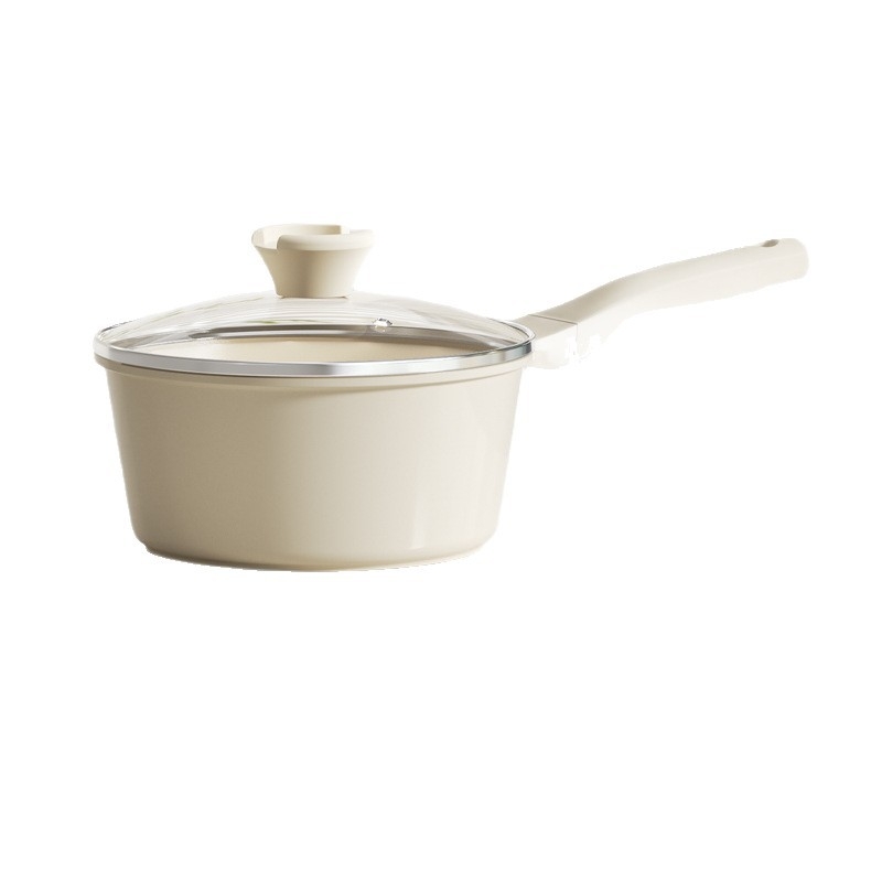 Red Chef oală ceramică pentru lapte pentru o singură porție – vas pentru hrana bebelușilor, neacoperită, capac din sticlă, fără aluminiu, 16/18/20 cm