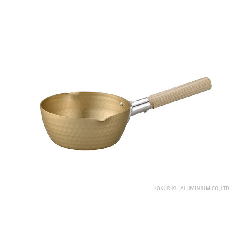 Hokuriku Yukihira tigaie din aluminiu ultra-ușor, culoare auriu, neacoperită, pentru supă și lapte
