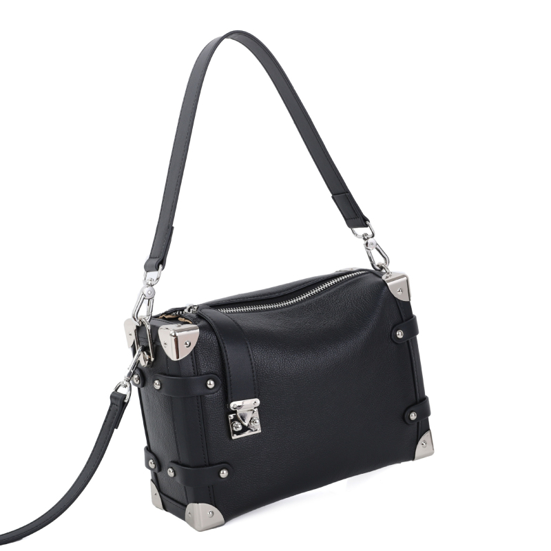 2025 ženska crossbody torba s rivetima od kože prvog sloja, kvadratnog mekanog kutnog oblika, mala kvadratna torba, svestrani naramenica