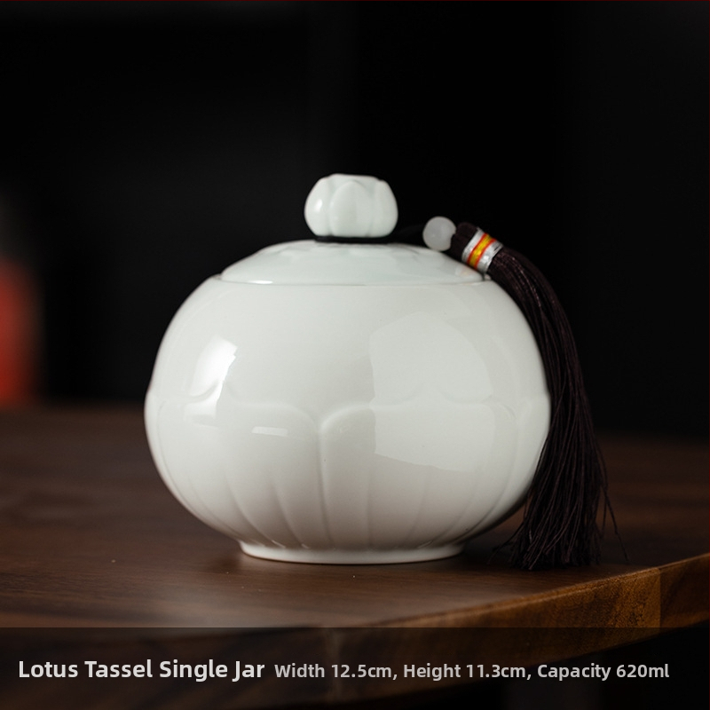 Recipient ceramic pentru ceai într-o cutie cadou din pânză, stil retro, pentru depozitare ceai – verde, negru, Pu'er, Jin Junmei