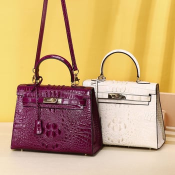 Ženska torbica s uzorkom krokodilske kosti, klasičan dizajn, torba preko ramena i crossbody, modern i svestran Kelly stil torbe, vrhunska vanjska torba