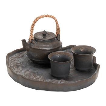 Set de ceai ceramic stil chinezesc, retro, cu ceainic cu mâner, tavă de ceai și cești pentru oaspeți