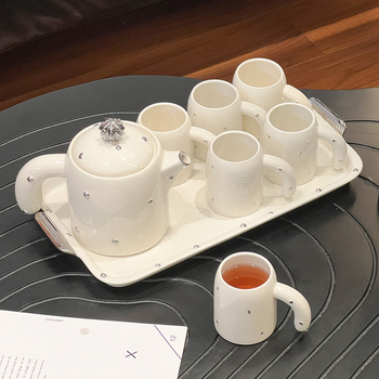 Set ceramic de cești pentru ceai și ceainic, pentru uz casnic, lux, living