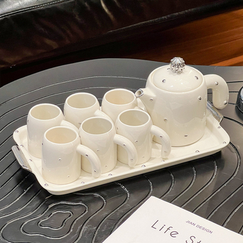 Set ceramic de cești pentru ceai și ceainic, pentru uz casnic, lux, living