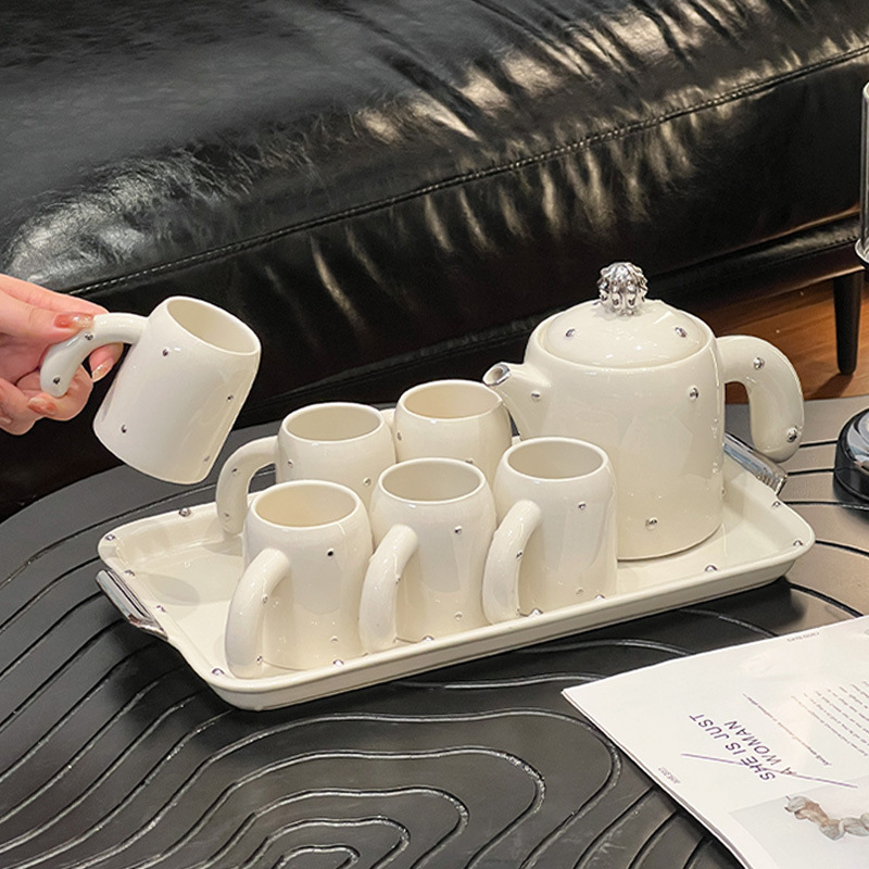 Set ceramic de cești pentru ceai și ceainic, pentru uz casnic, lux, living