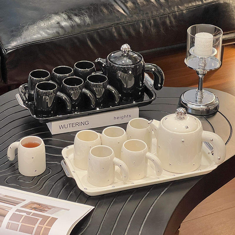 Set ceramic de cești pentru ceai și ceainic, pentru uz casnic, lux, living