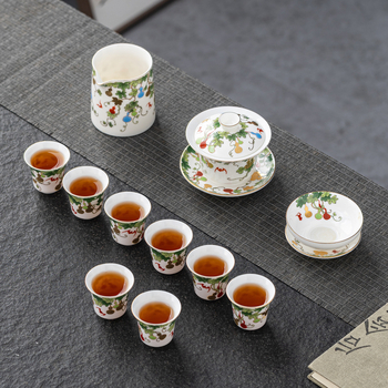 Set de ceai ceramic cu email în nuanță jad, cutie cadou