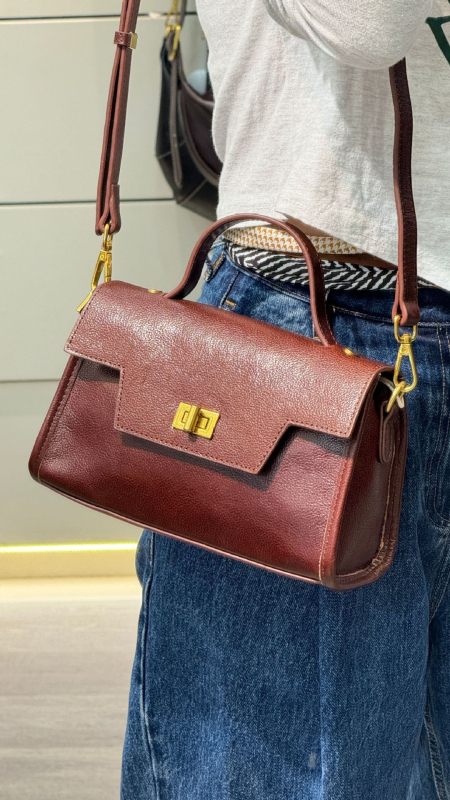 Ženska Kelly torbica od kože prvog sloja teleće kože, dizajnerski komad, retro crossbody torba za ramena, prirodna koža