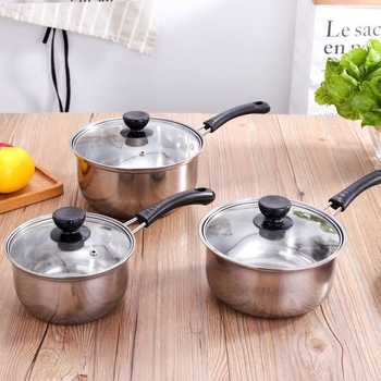 Oală din oțel inoxidabil cu capac, pereți groși, compactă pentru porție unică, oală rotativă pentru tăiței instant, lapte și hot pot, compatibilă cu plita cu inducție, utilizare comercială