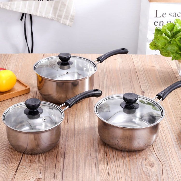 Oală din oțel inoxidabil cu capac, pereți groși, compactă pentru porție unică, oală rotativă pentru tăiței instant, lapte și hot pot, compatibilă cu plita cu inducție, utilizare comercială