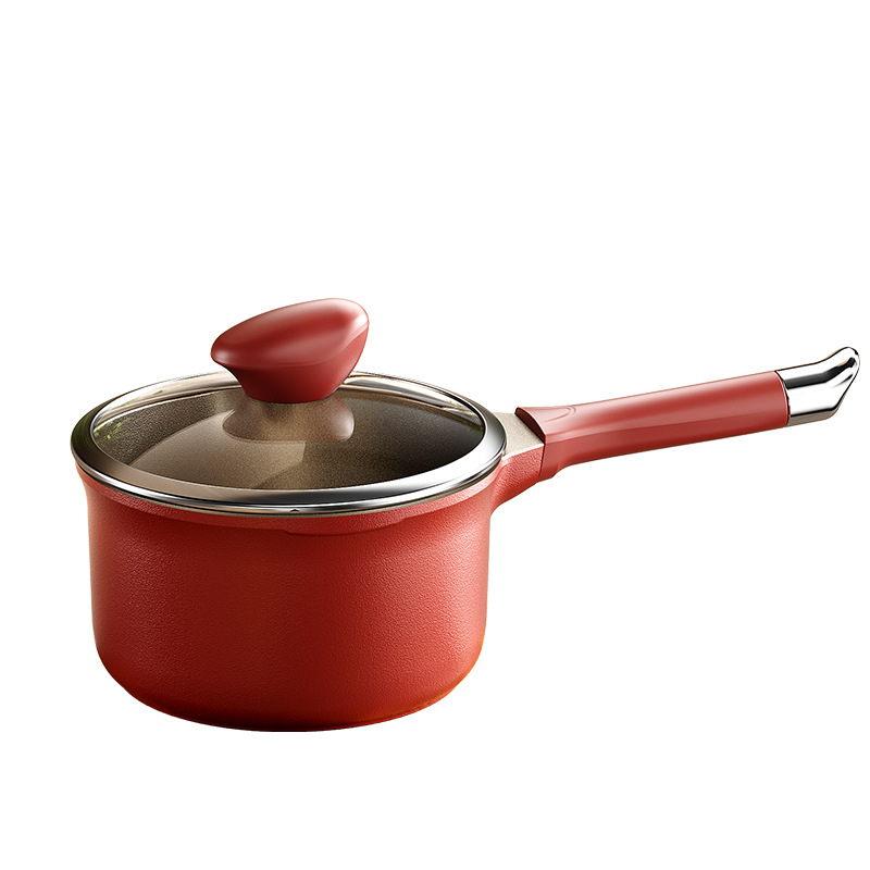 Oală pentru lapte cu ceramică titan, destinată bebelușilor, fund plat antiaderent, pentru hrana bebelușilor, prăjit, abur și supe, porție pentru o singură persoană.