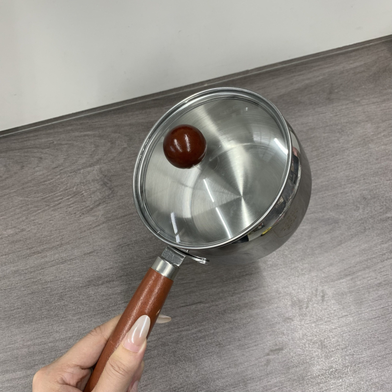 Oală mică din oțel inoxidabil, multifuncțională, cu capac – pentru lapte, mâncare pentru sugari, bol pentru tăiței instant, supă japonez stil și amestecare orez