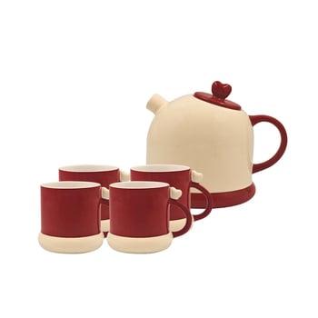 Starye Starry Home Set ceai din porțelan inimă în cutie cadou, 4 persoane, 780 ml
