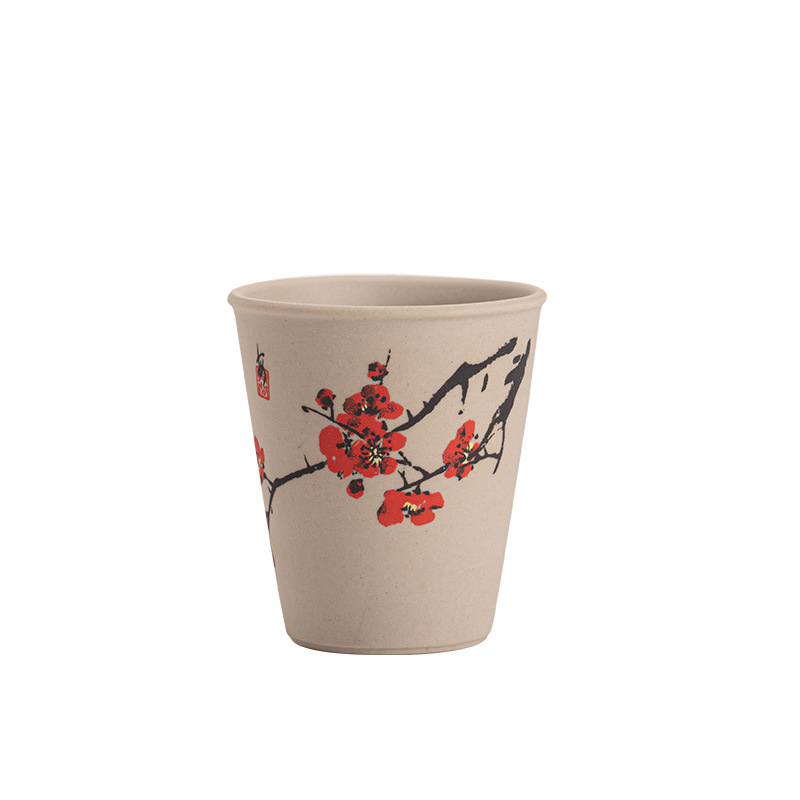 Set de ceai din ceramică de piatră, cu motive florale și păsări — cești pentru gazdă, degustare și oaspeți